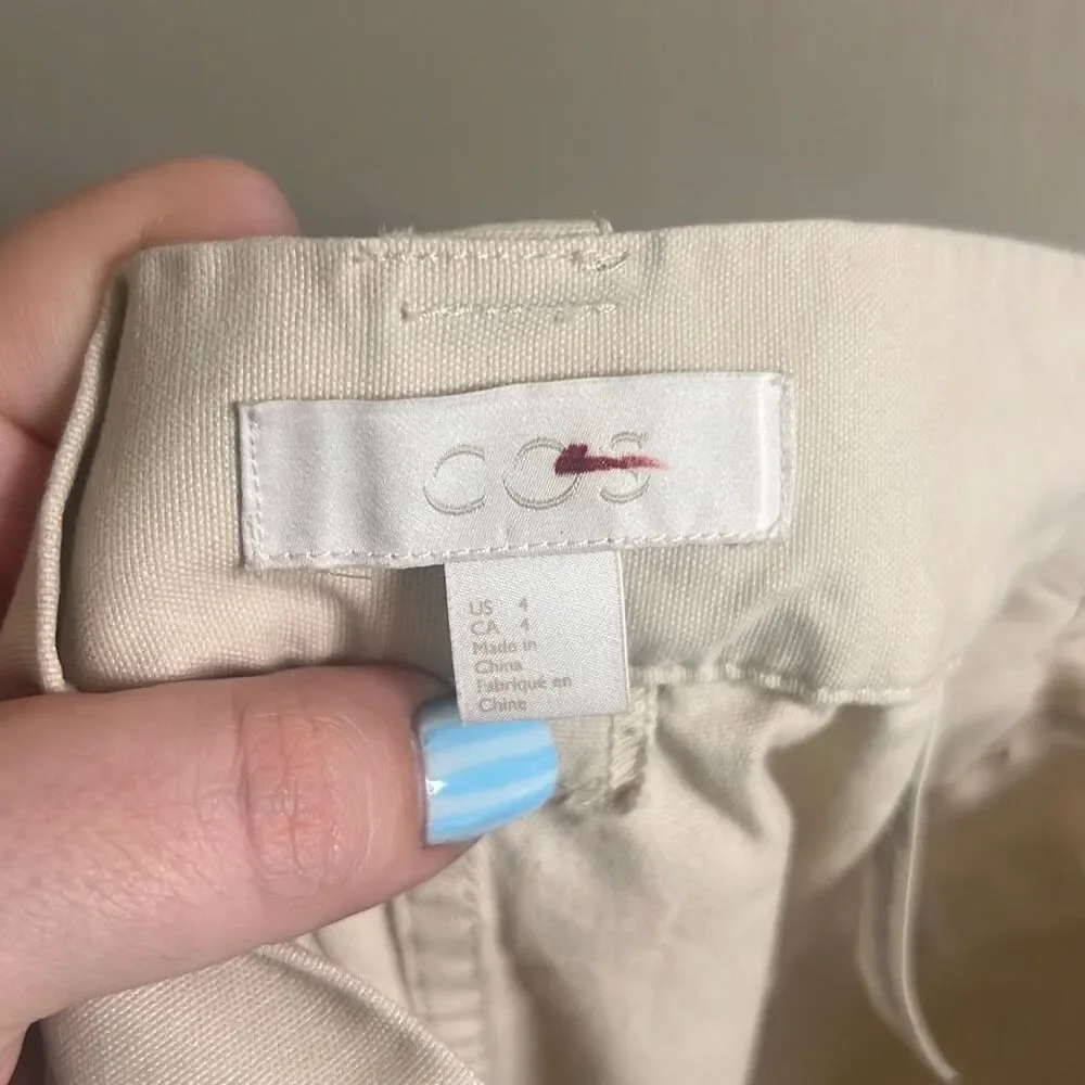 ✨COS Cotton Cargo Sz 4 Trousers in Cream Beige✨